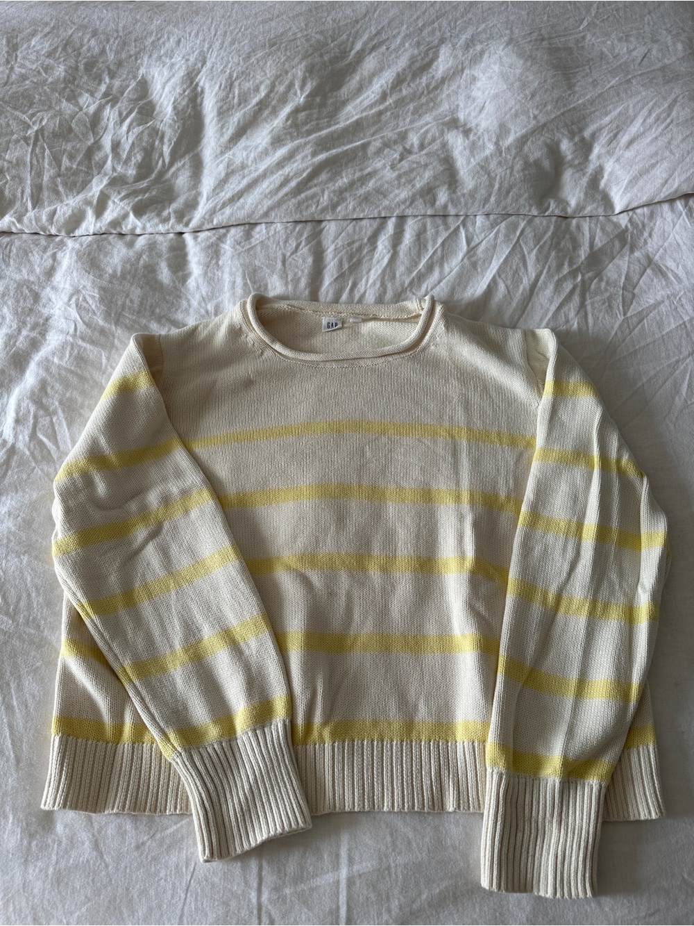 Women’s GAP Cream & Yellow Roll-Neck Striped Sweater